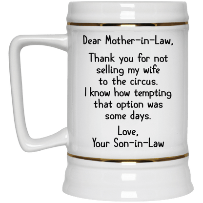 Gift For Mother In Law From Son In Law Thank You For Not Selling My Wife Mug