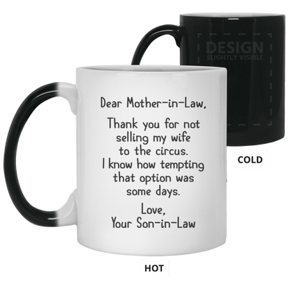 Gift For Mother In Law From Son In Law Thank You For Not Selling My Wife Mug
