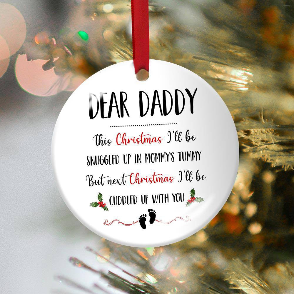 Dear Daddy Next Christmas Ornament Gift For Expecting Dad from Bump