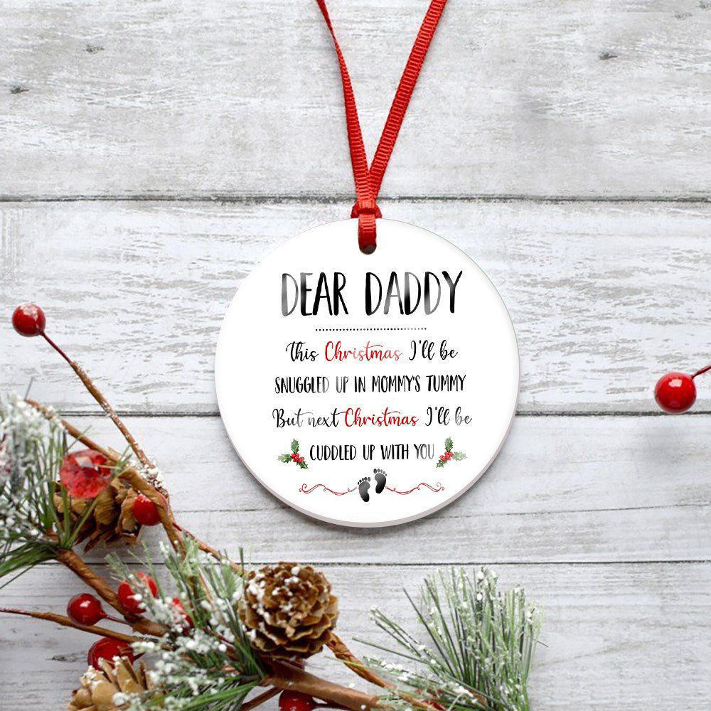 Dear Daddy Next Christmas Ornament Gift For Expecting Dad from Bump