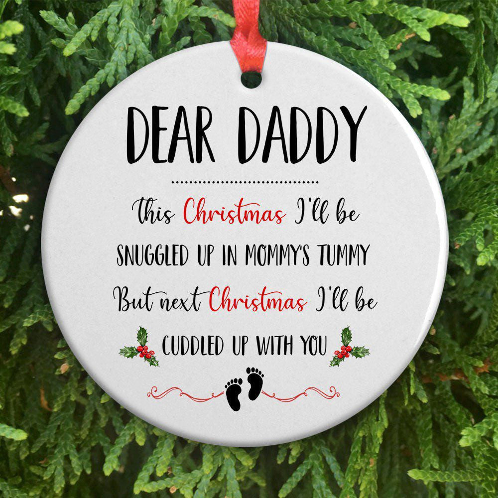 Dear Daddy Next Christmas Ornament Gift For Expecting Dad from Bump