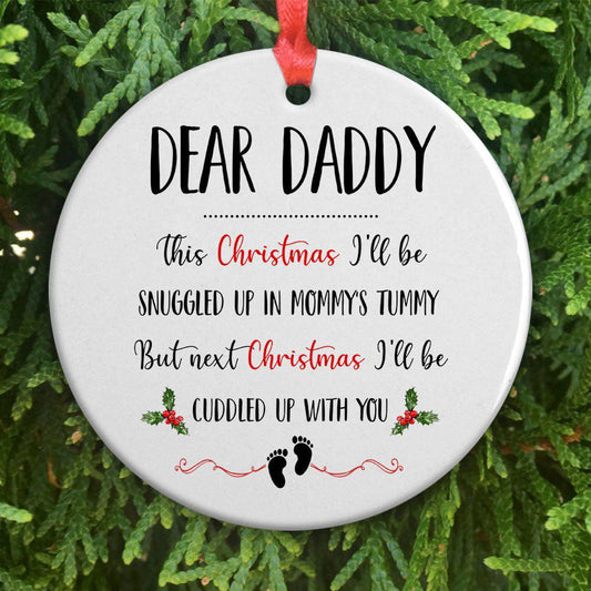 Dear Daddy Next Christmas Ornament Gift For Expecting Dad from Bump