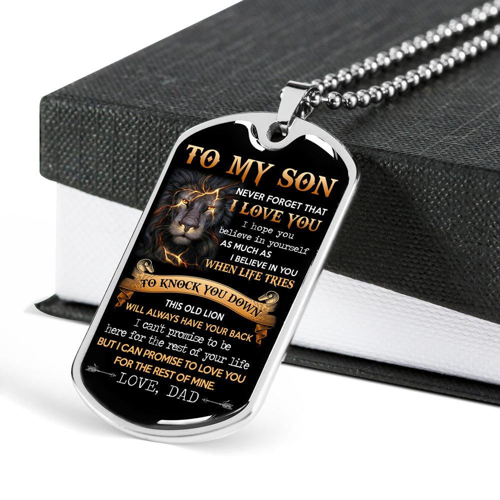 To My Son Lion Dog Tag Necklaces Gift For Son From Dad