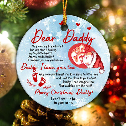 Merry Christmas Daddy Very Soon You'll Meet Me Ornament Gift For Dad To Be