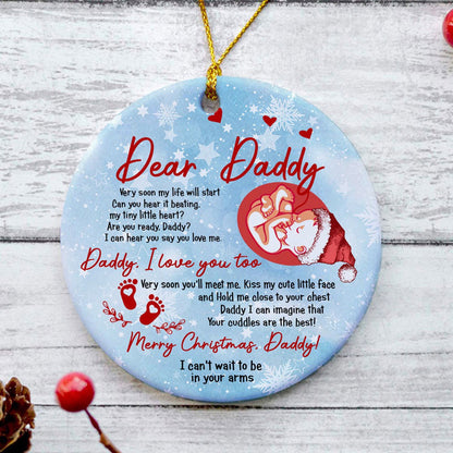 Merry Christmas Daddy Very Soon You'll Meet Me Ornament Gift For Dad To Be