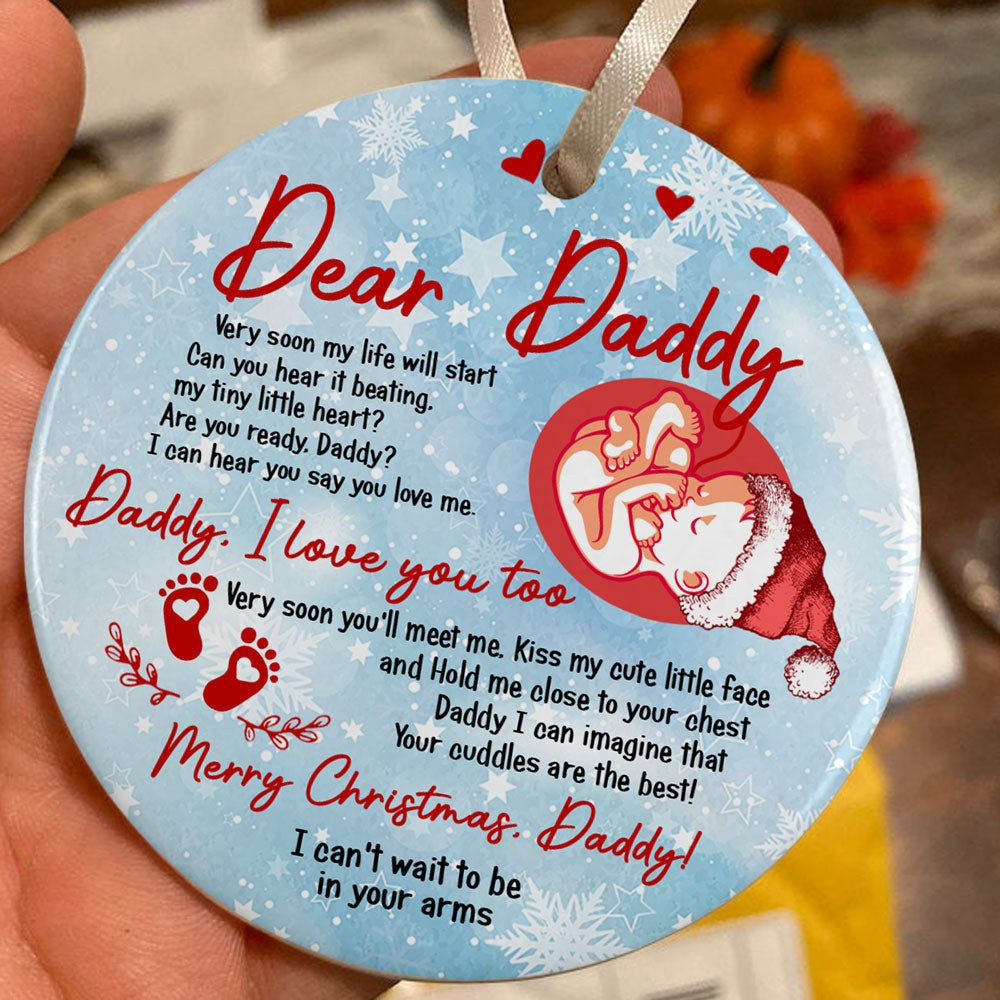 Merry Christmas Daddy Very Soon You'll Meet Me Ornament Gift For Dad To Be