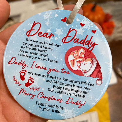 Merry Christmas Daddy Very Soon You'll Meet Me Ornament Gift For Dad To Be