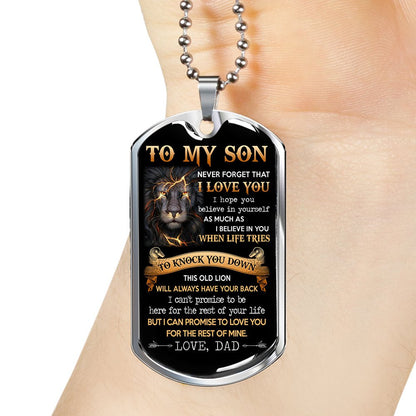 To My Son Lion Dog Tag Necklaces Gift For Son From Dad