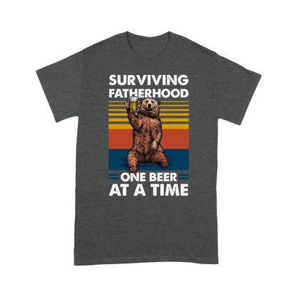 Gift For Husband Surviving Fatherhood One Beer At A Time Dad T-shirt