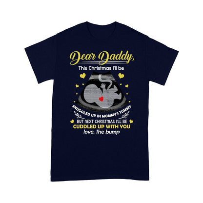Dad Snuggled In Mommy's Tummy Ultrasound Christmas Shirt