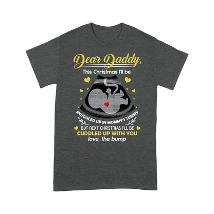 Dad Snuggled In Mommy's Tummy Ultrasound Christmas Shirt