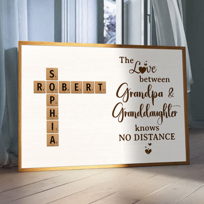 Grandpa & Granddaughter No Distance Crossword Puzzle Personalized Poster For Grandpa For Granddaughter
