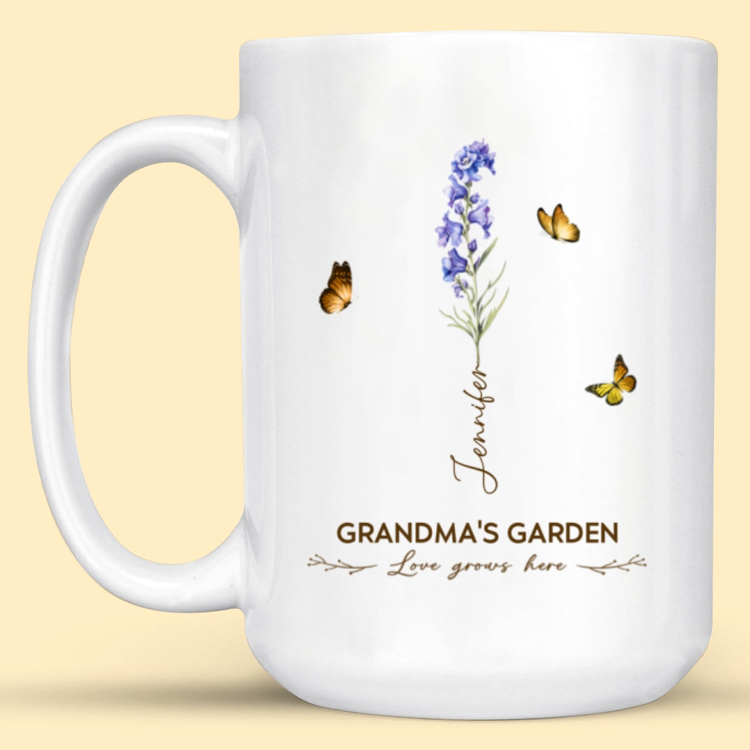 Grandma's Garden Birth Month Flower Personalized Mug For Grandma