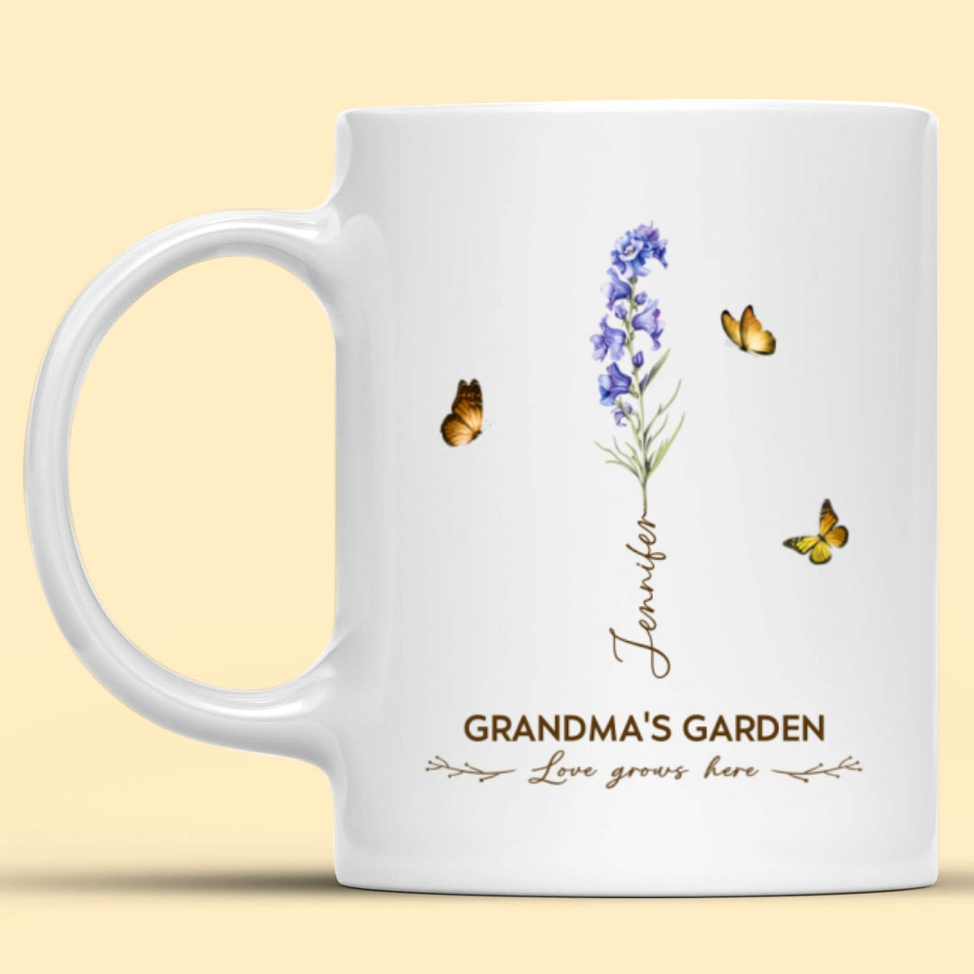 Grandma's Garden Birth Month Flower Personalized Mug For Grandma