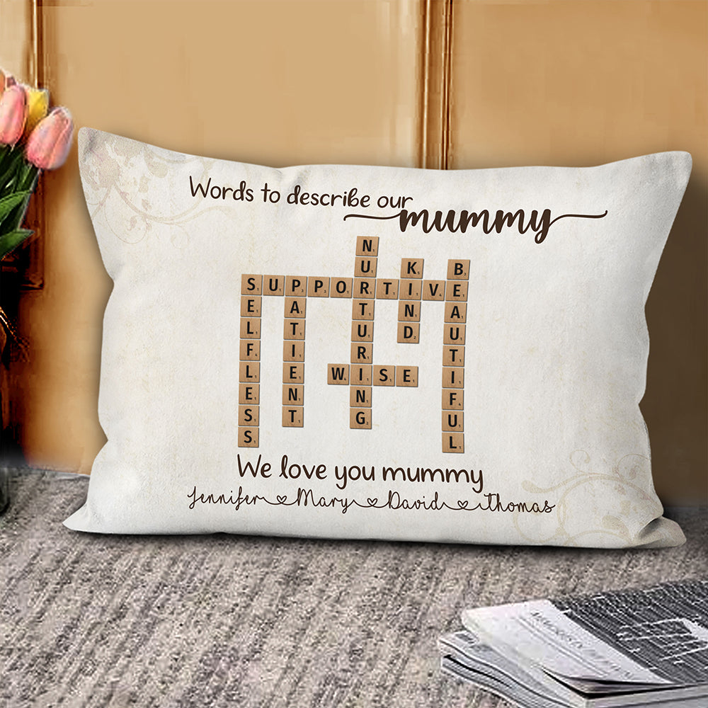 Words To Describe Mommy Crossword Pillow Personalized Gift For Mom