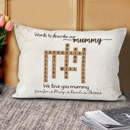 Words To Describe Mommy Crossword Pillow Personalized Gift For Mom