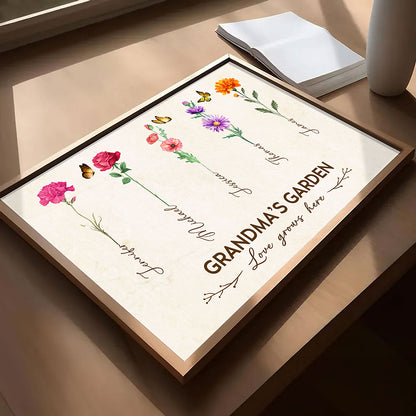 Grandma's Garden Birth Month Flower Personalized Poster For Grandma