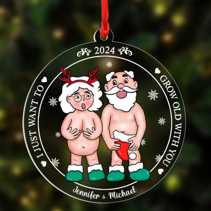 Personalized Funny Want To Grow Old Christmas Gift For Couple Ornament