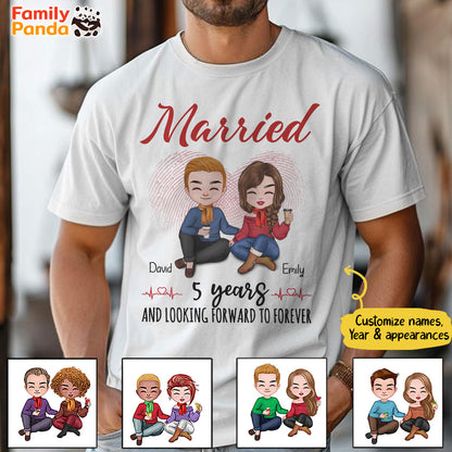 Married 5 Years Matching T-shirt Personalized Anniversary Gift For Couple