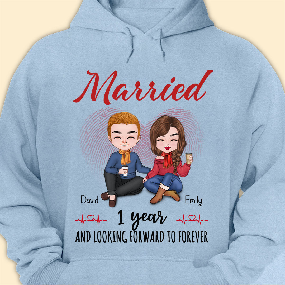 Married 1 Year Matching T-shirt Personalized Anniversary Gift For Couple