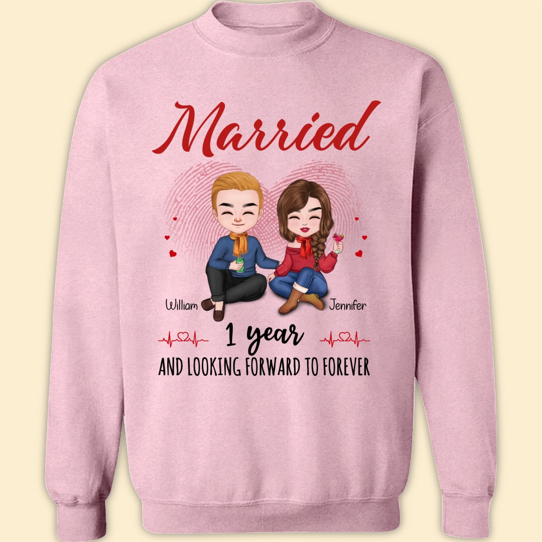 Married 1 Year Matching T-shirt Personalized Anniversary Gift For Couple