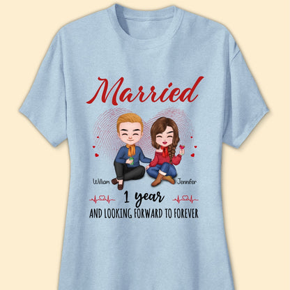 Married 1 Year Matching T-shirt Personalized Anniversary Gift For Couple