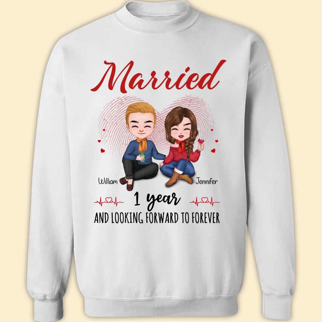 Married 1 Year Matching T-shirt Personalized Anniversary Gift For Couple
