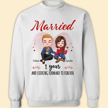 Married 1 Year Matching T-shirt Personalized Anniversary Gift For Couple