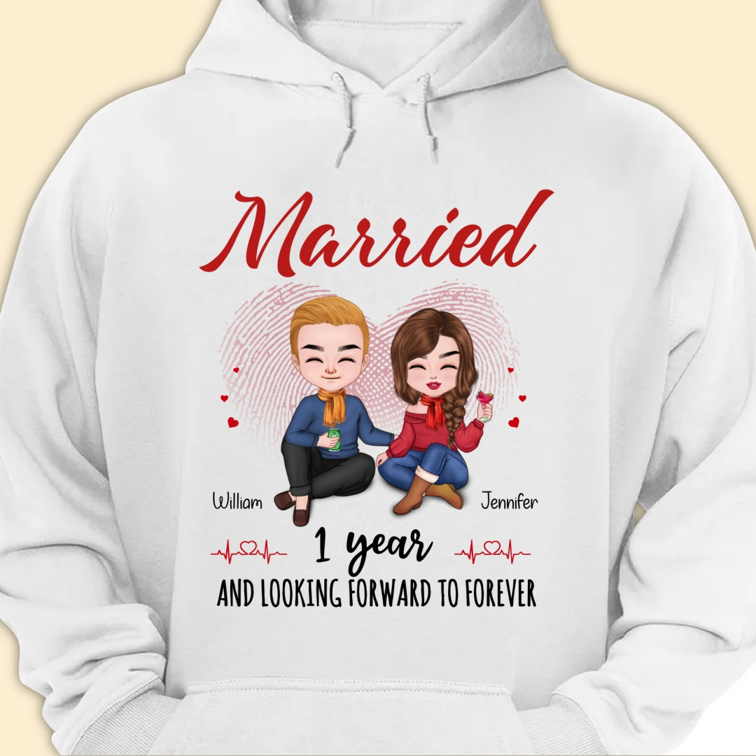 Married 1 Year Matching T-shirt Personalized Anniversary Gift For Couple