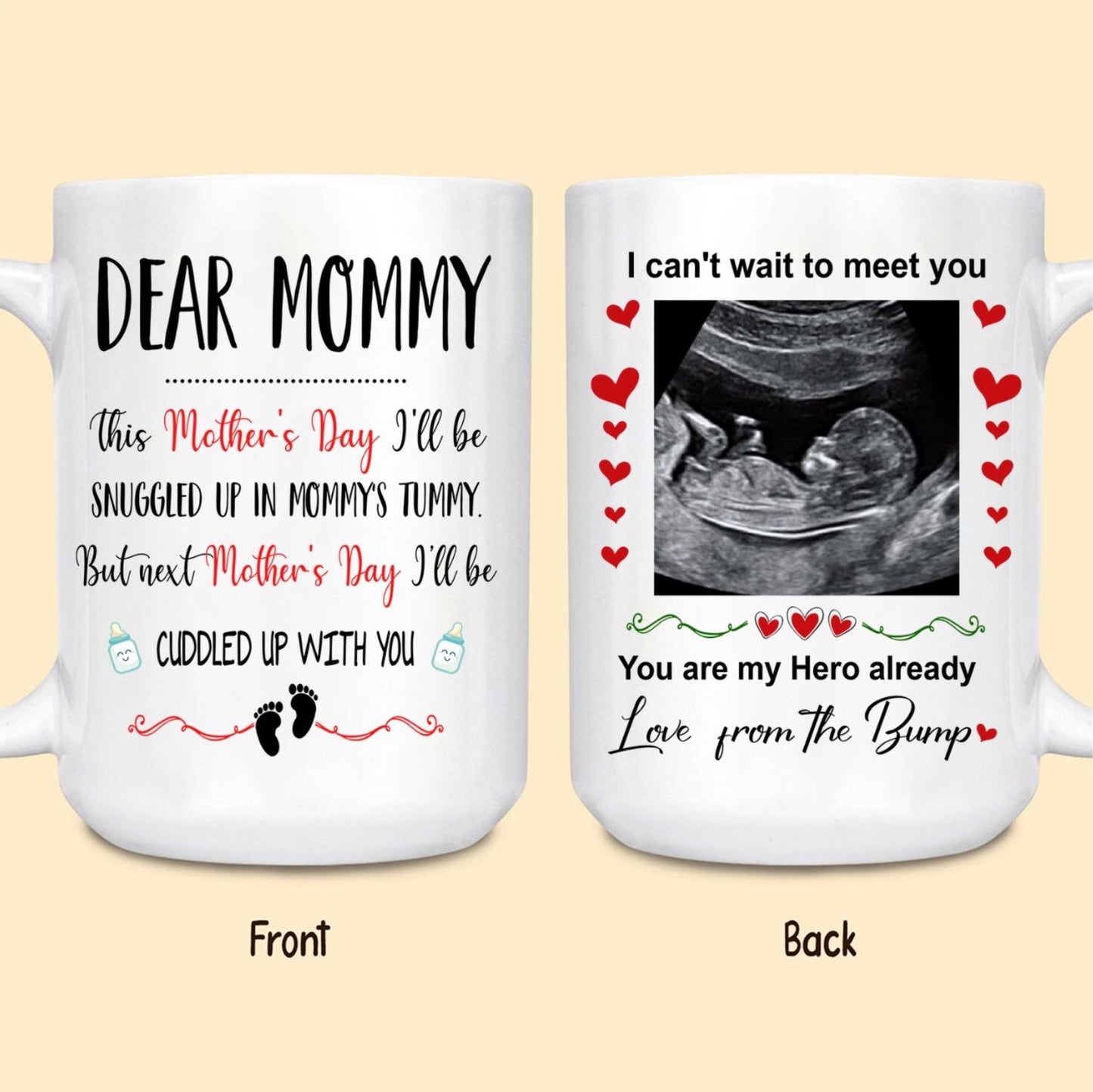 Mother's Day Mommy To Be Ultrasound Mommy Snuggled Personalized Mug