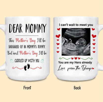 Mother's Day Mommy To Be Ultrasound Mommy Snuggled Personalized Mug