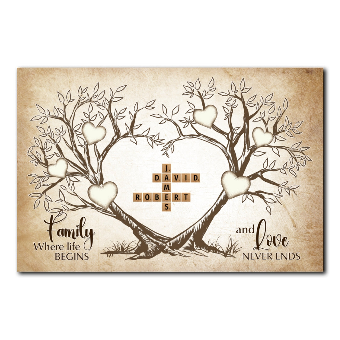Love Never Ends Crossword Puzzle Poster Personalized Gift For Family