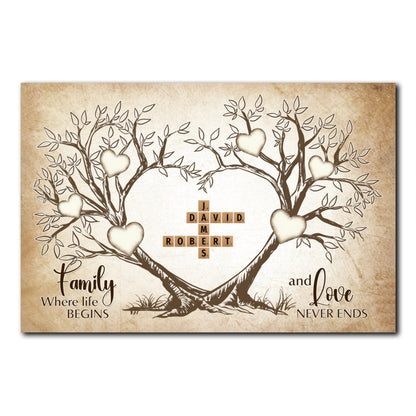 Love Never Ends Crossword Puzzle Poster Personalized Gift For Family