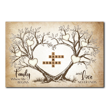 Love Never Ends Crossword Puzzle Poster Personalized Gift For Family