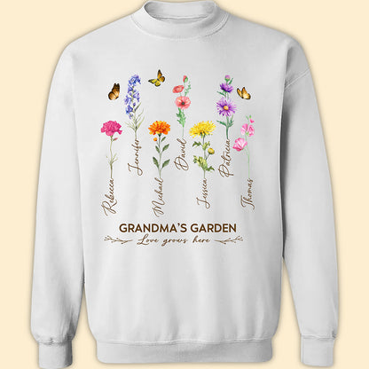 Grandma's Garden Birth Month Flower Personalized Shirt For Grandma