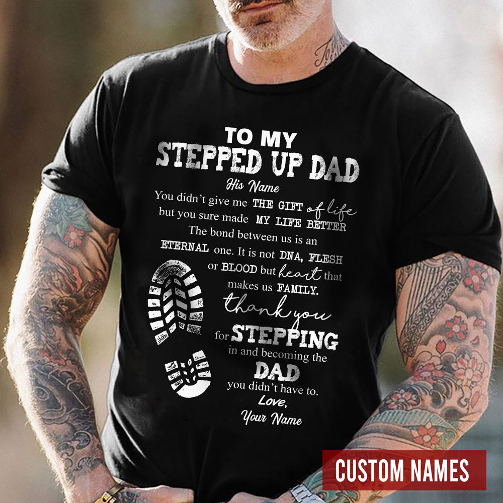 Personalized Gift For Step Dad Thank You For Stepping In T-Shirt