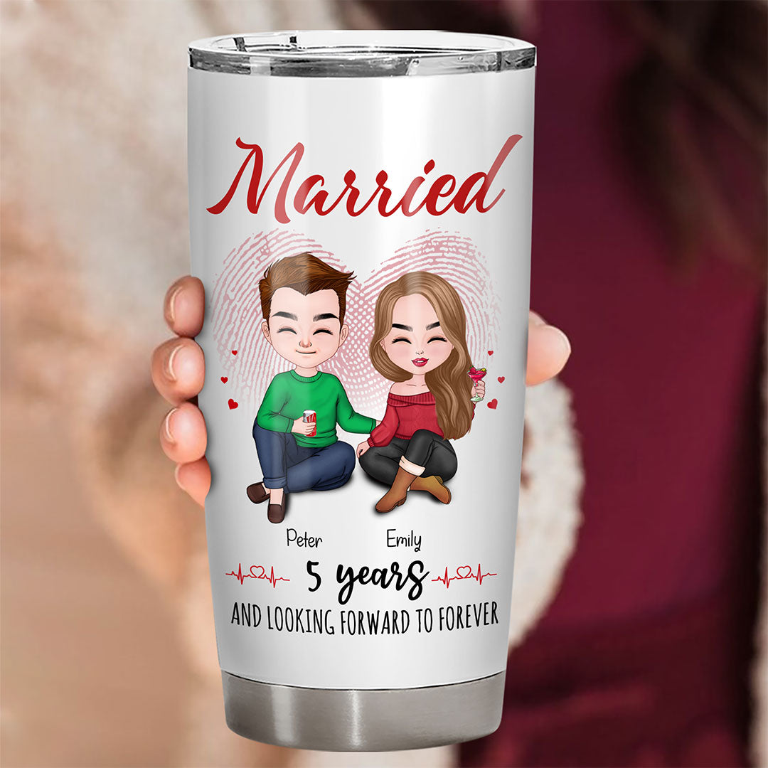 Married 5 Years Tumbler Personalized Anniversary Gift By Year For Couple