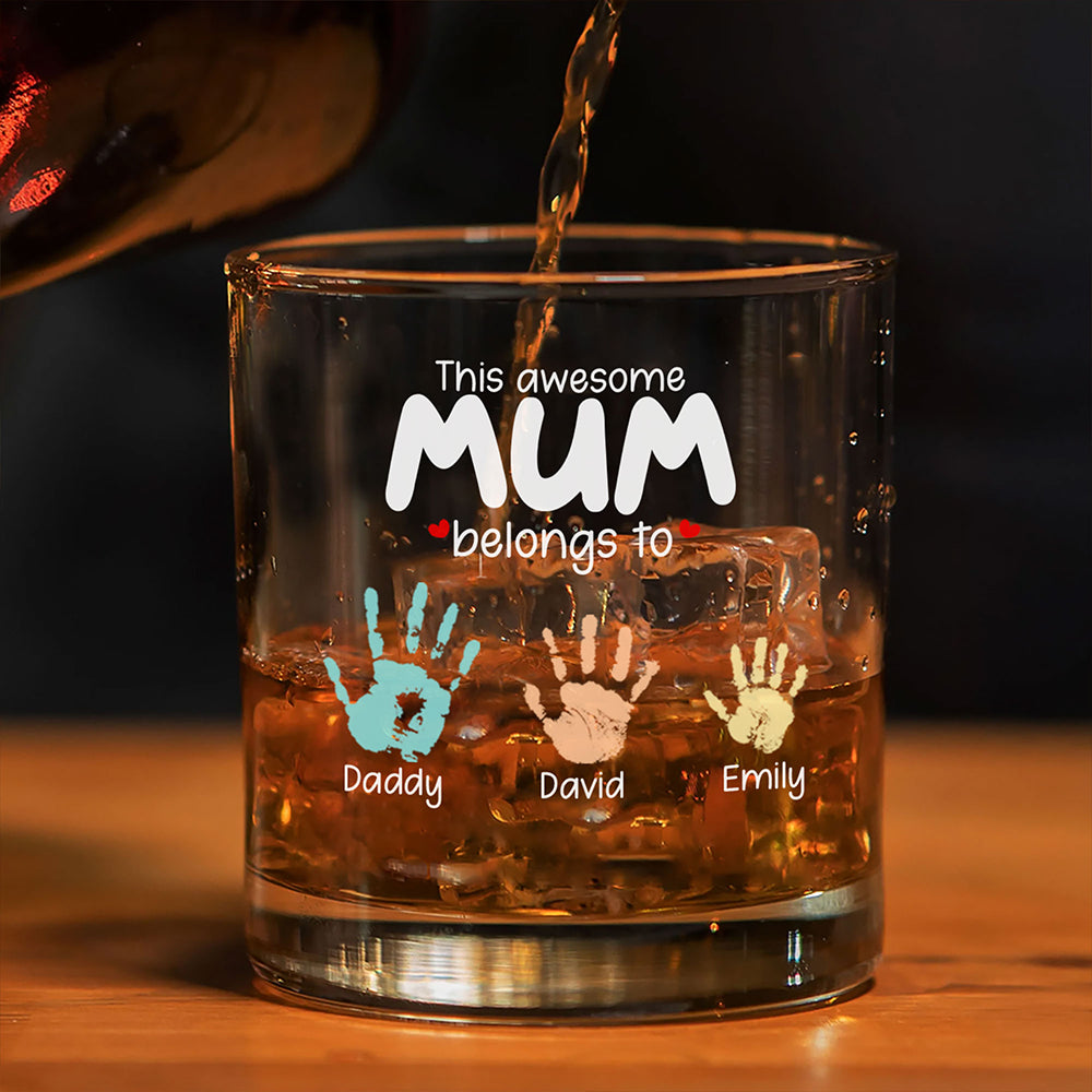 This Awesome Mom Belongs To Whiskey Glass Personalized Gift For Mother