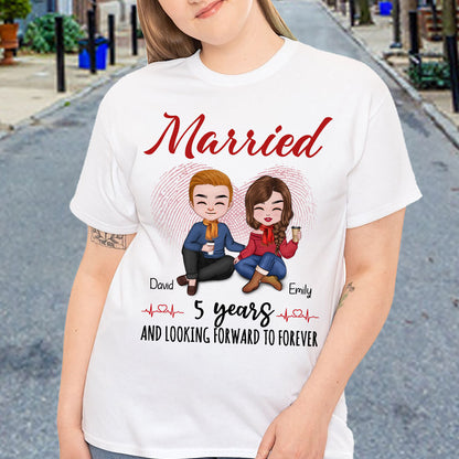 Married 5 Years Matching T-shirt Personalized Anniversary Gift For Couple