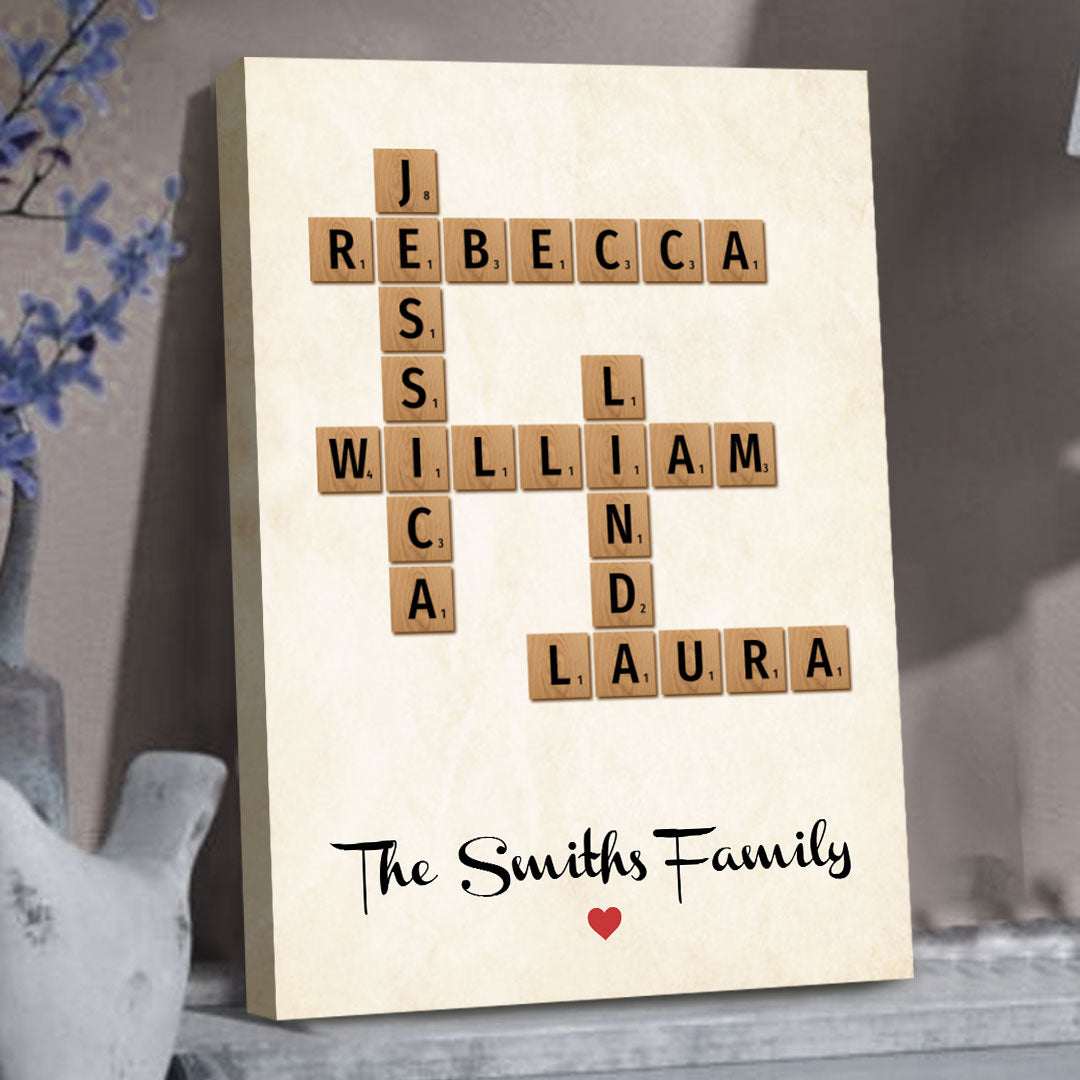 Family Name Crossword Puzzle Personalized Canvas For Family
