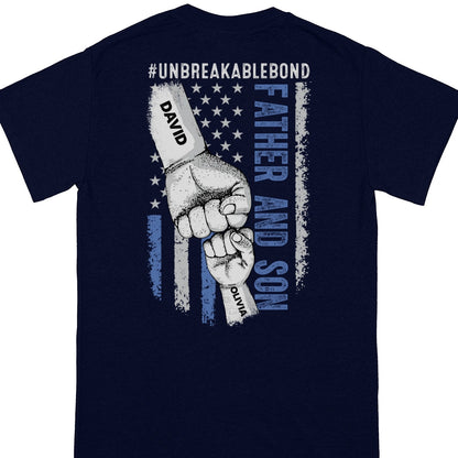 Father & Sons Unbreakable Bond Blue Line T-shirt Personalized Gift For Dad
