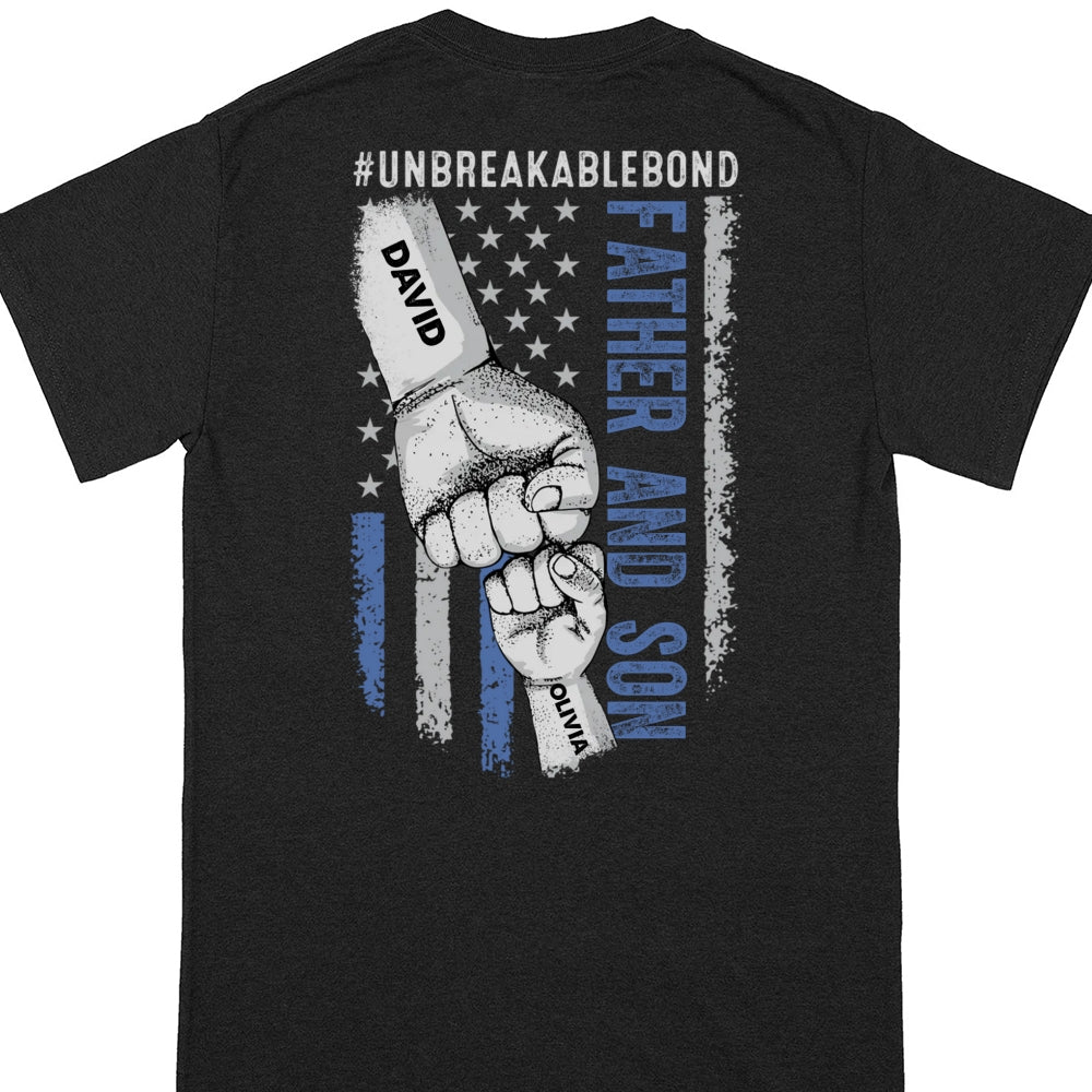 Father & Sons Unbreakable Bond Blue Line T-shirt Personalized Gift For Dad