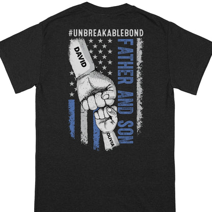 Father & Sons Unbreakable Bond Blue Line T-shirt Personalized Gift For Dad