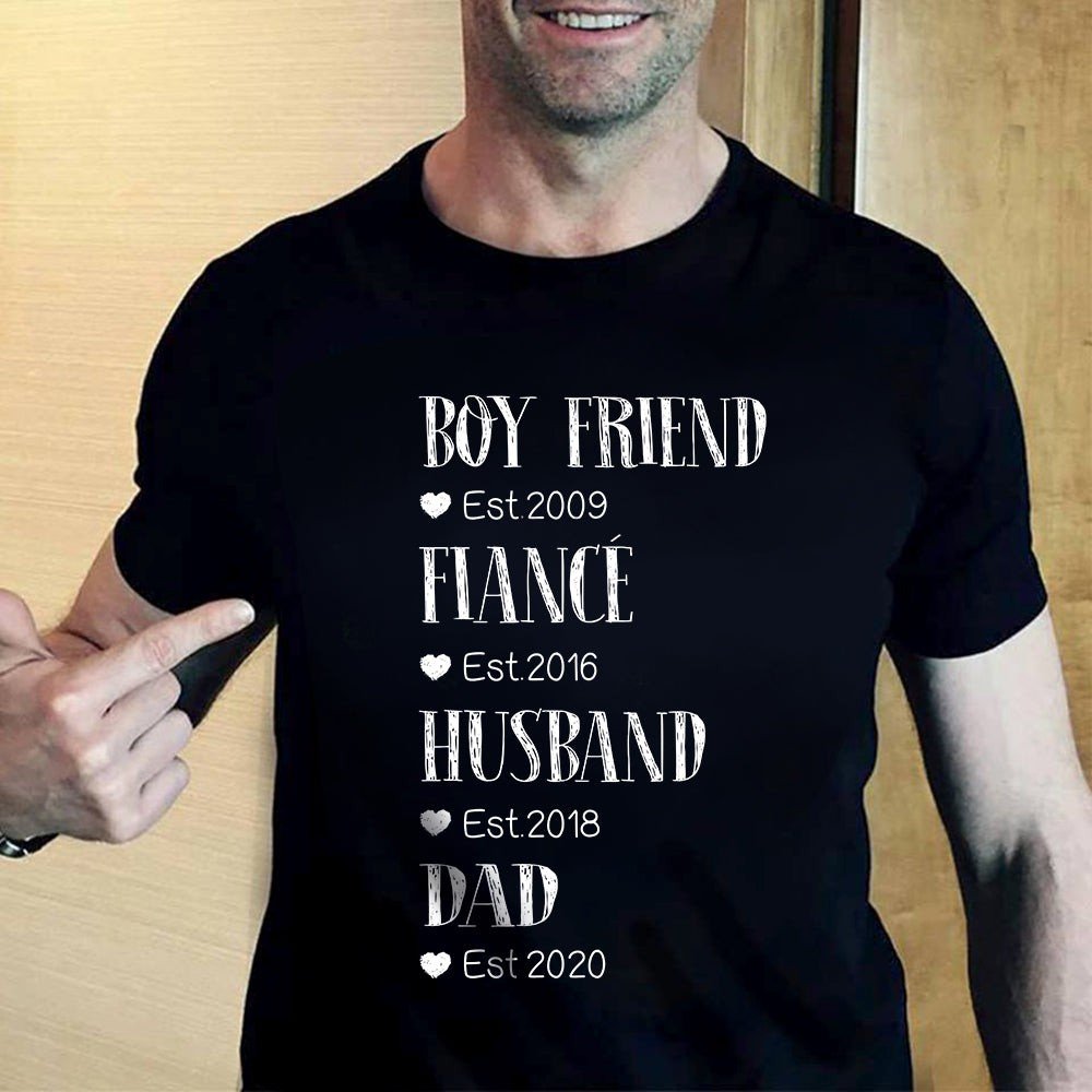 Personalized Gift For New Dad Est Dark T Shirt For First-time Dad