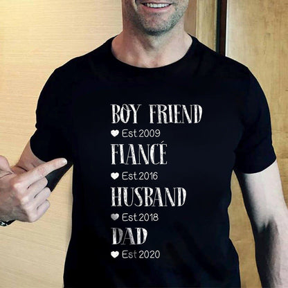 Personalized Gift For New Dad Est Dark T Shirt For First-time Dad