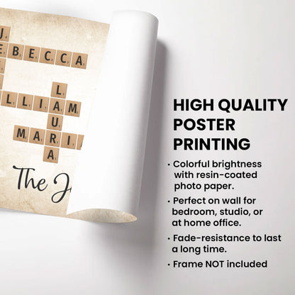 A Whole Lot Of Love Crossword Poster Personalized Gift For Family