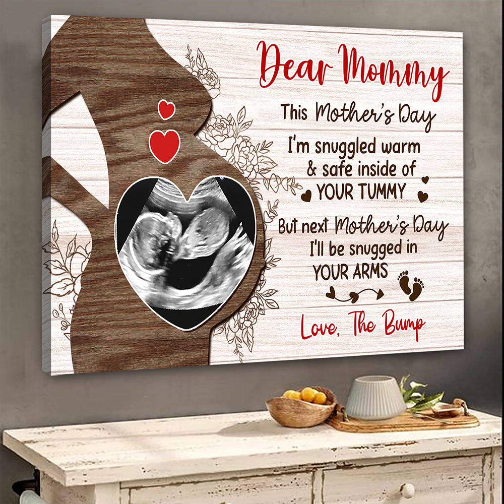 I'll Be Snuggled Canvas Personalized Mother's Day Gift For Mom To Be
