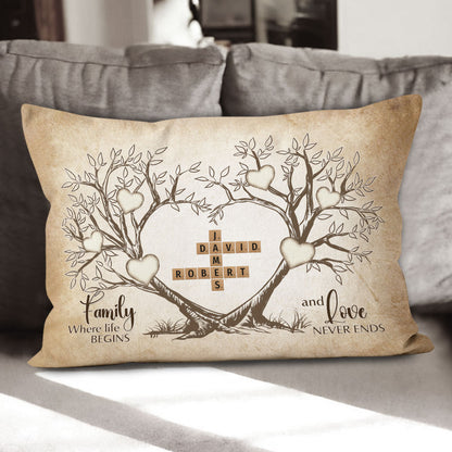 Love Never Ends Crossword Pillow Personalized Gift For Family