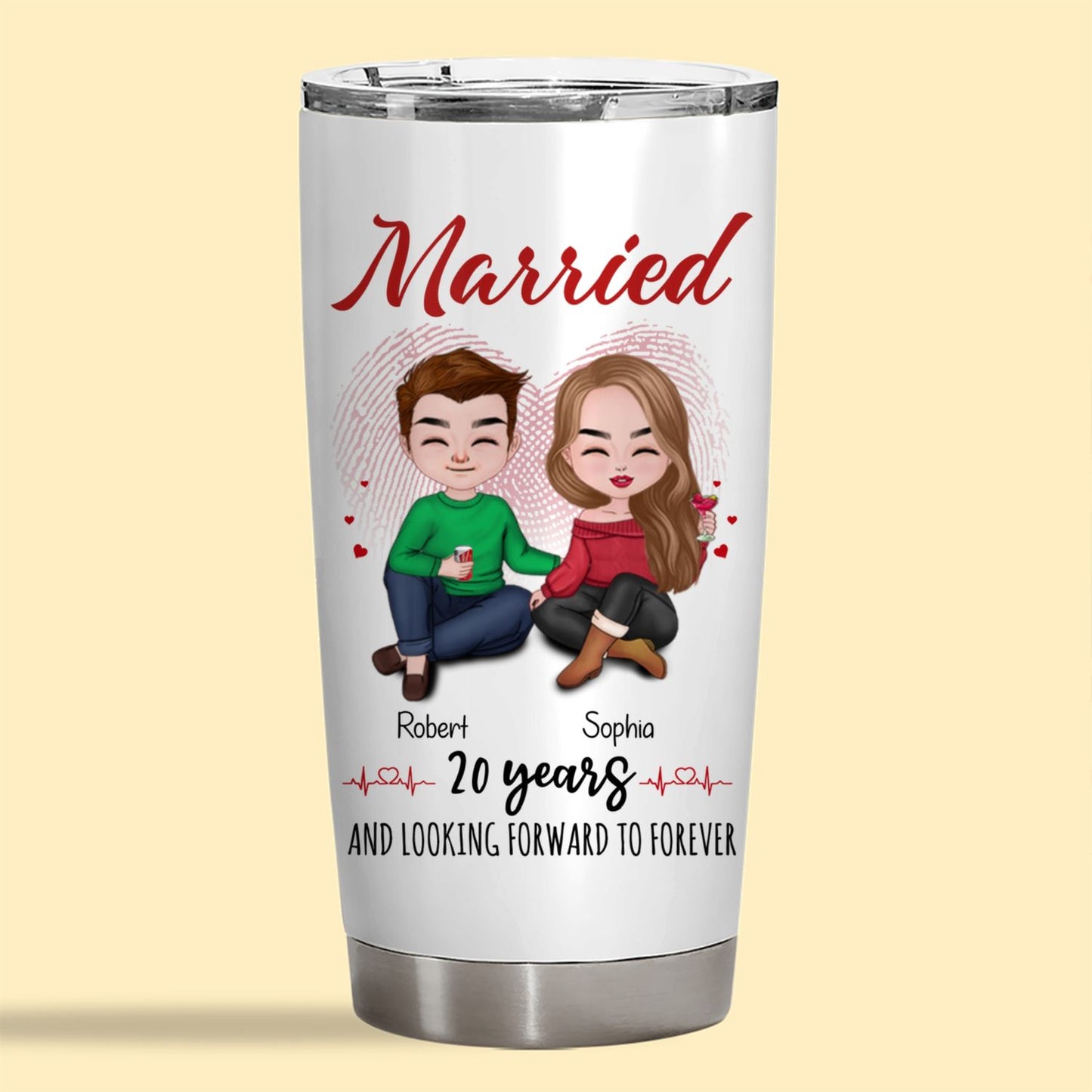 Married 20 Years Tumbler Personalized Anniversary Gift By Year For Couple