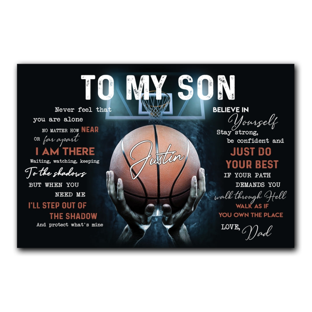 Personalized Basketball Gift To My Son From Dad Canvas Gift For Son